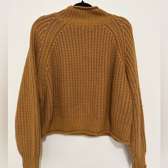 Roolee mock neck pullover knit sweater size large orange burnt rust wool blend - Picture 3 of 4